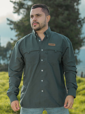 Camisa Outdoor Manga Larga MDG Gris Oscuro 1095