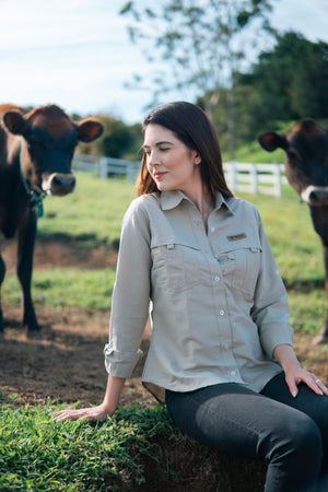 Camisa Outdoor Manga Larga Mujer Caqui