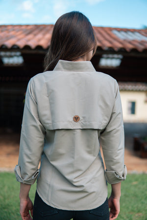 Camisa Outdoor Manga Larga Mujer Caqui