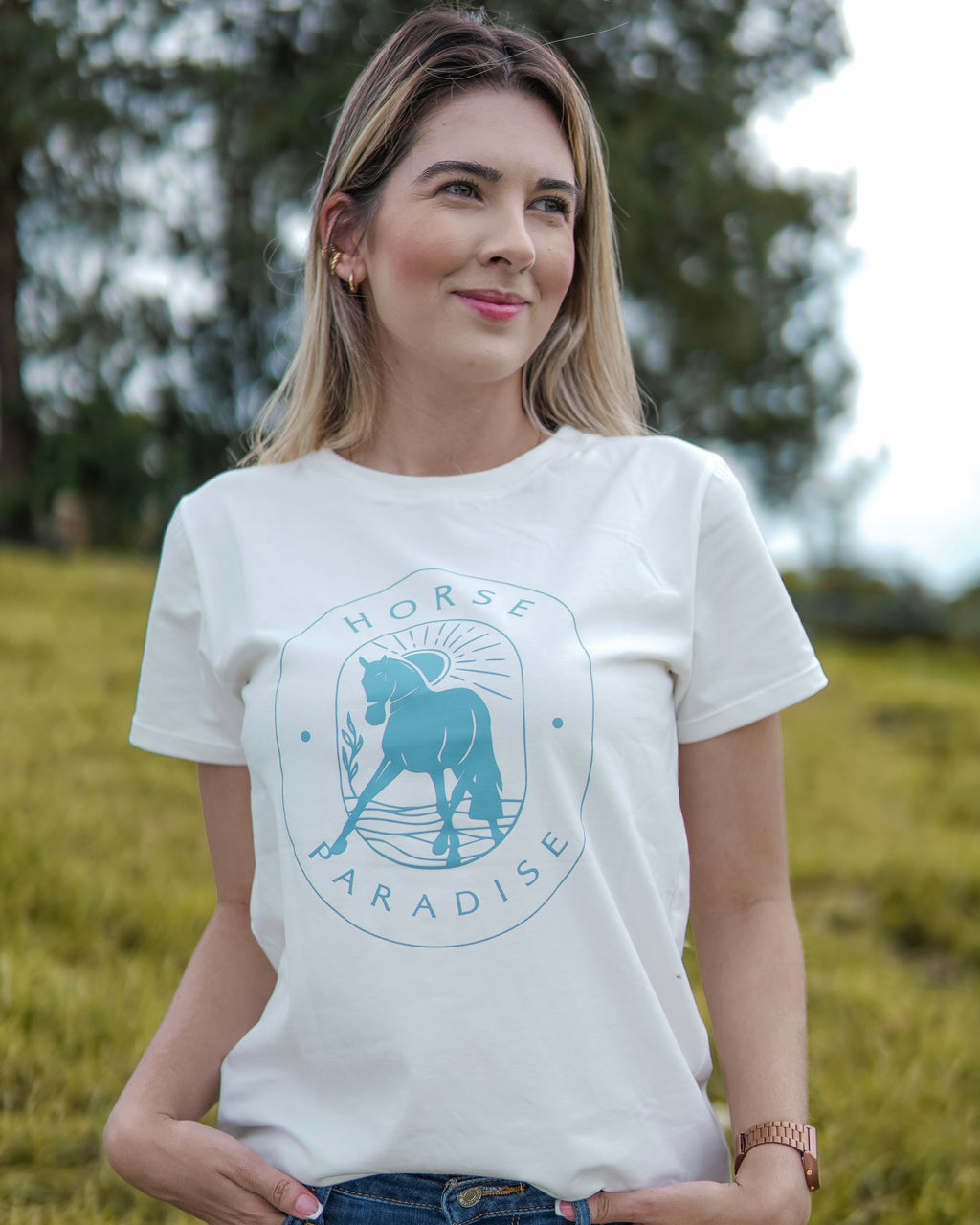 Camiseta Horse Paradise Marfil 1059