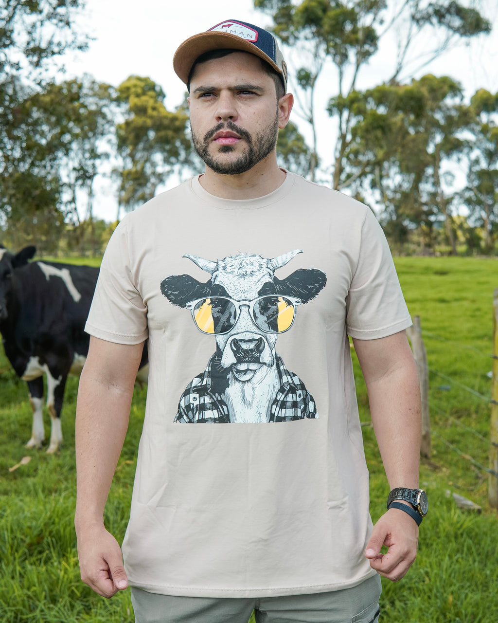 Camiseta Holstein Gafas Beige