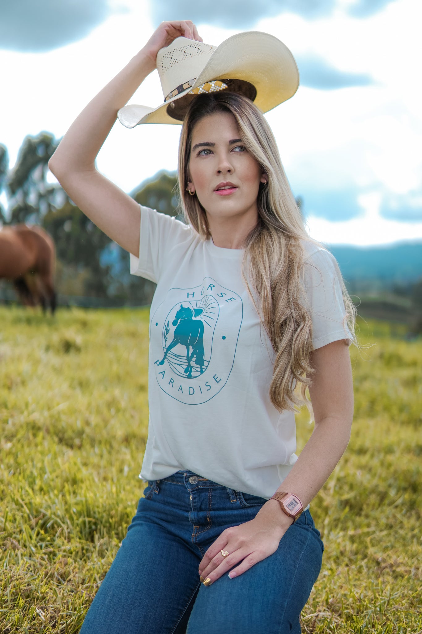 Camiseta Horse Paradise Marfil 1059